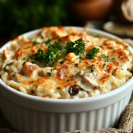 Chicken and rice casserole with a creamy sauce!