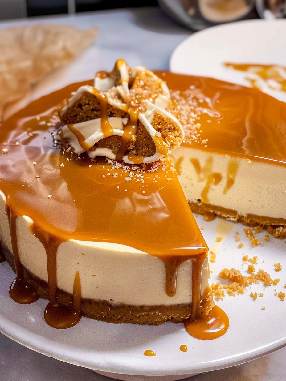 WHITE CHOCOLATE SALTED CARAMEL CHEESECAKE