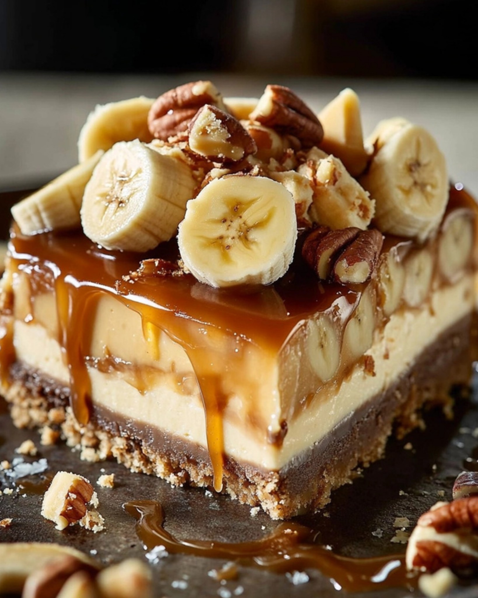 Banana Caramel Peanut Butter Cheesecake