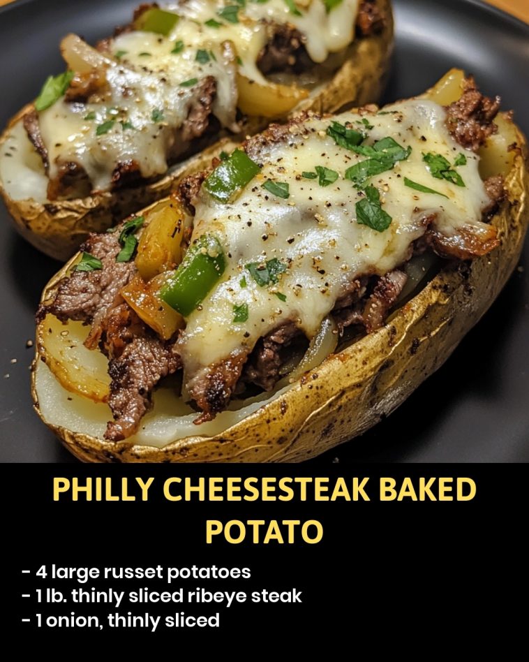 Philly Cheesesteak Baked Potato 🥔