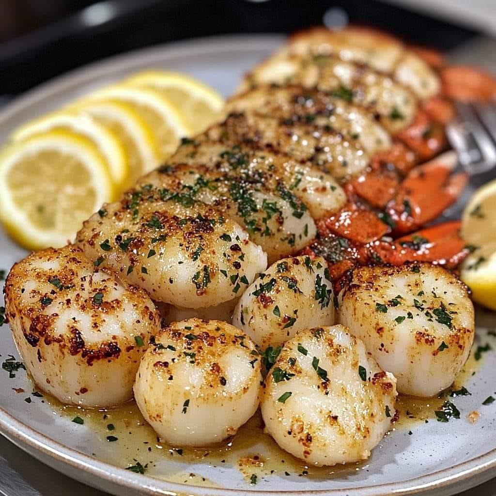 GARLIC BUTTER LOBSTER AND SCALLOPS 