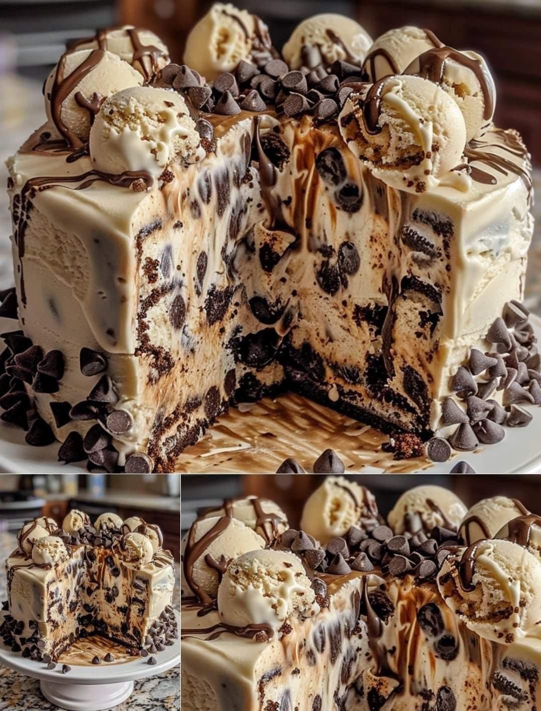 Chocolate Chip Cookie Dough Ice Cream Cake