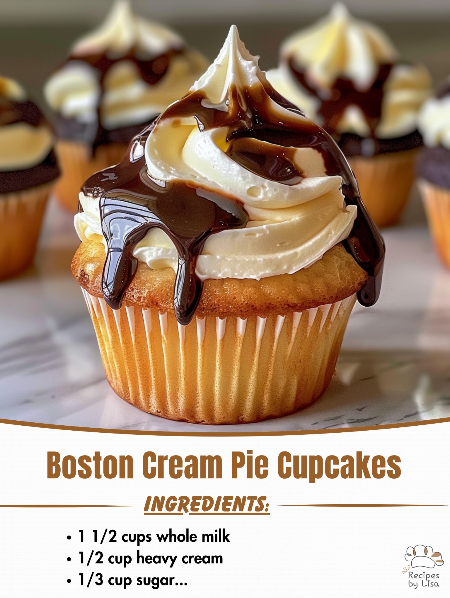 Boston Cream Pie Cupcakes 