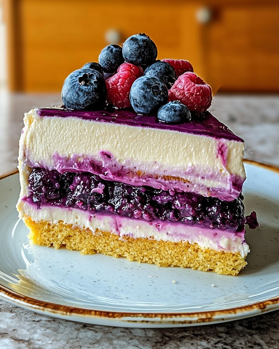 No-Bake Lemon Dazzling Blueberry Cream Cake 