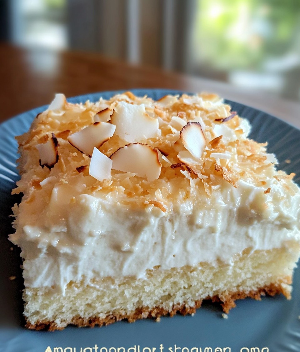 Cream of Coconut Poke Cake 