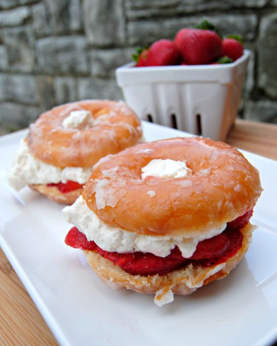 Strawberry Cream Donut Sandwiches