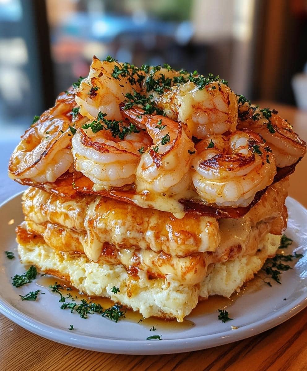 Garlic Butter Shrimp Stack