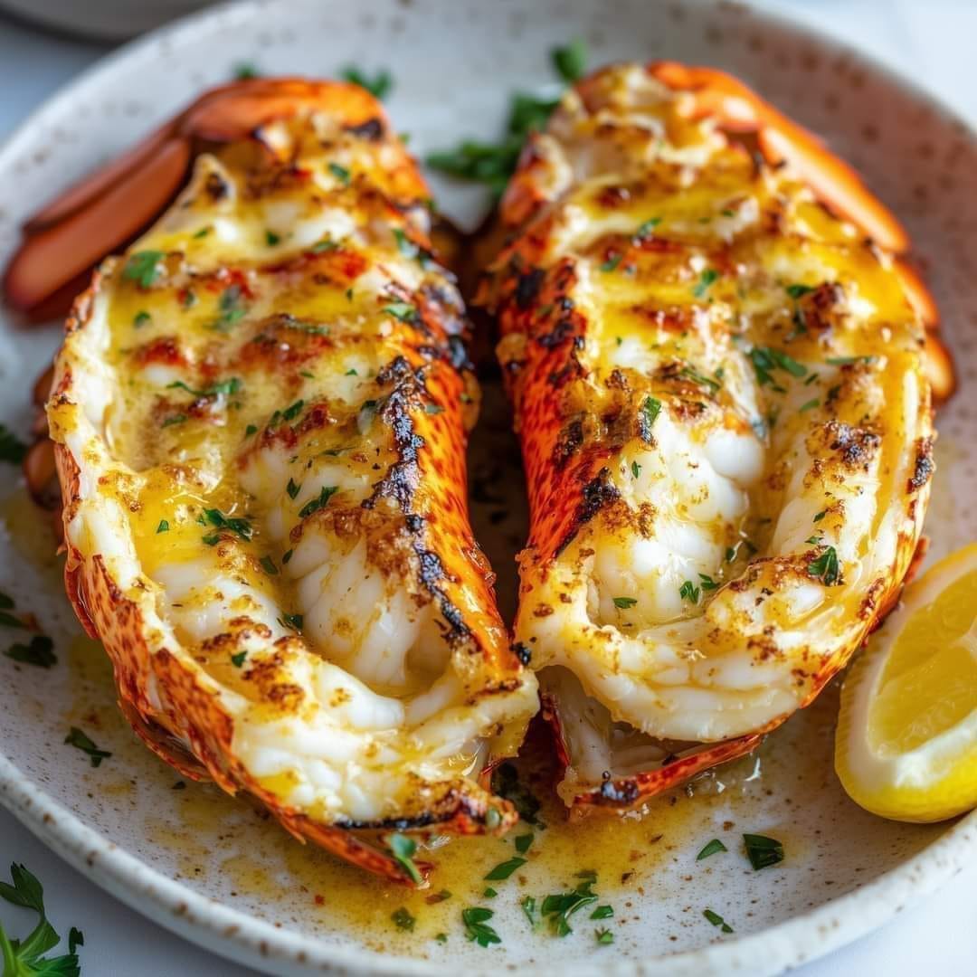 Garlic Lemon Butter Broiled Lobster Tails 