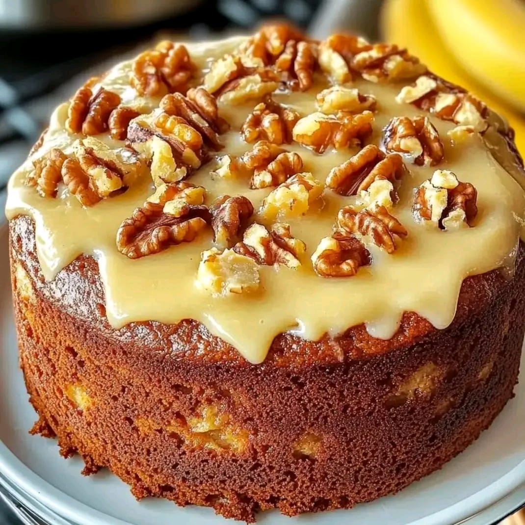 Luscious Vanilla Banana Walnut Cake Recipe