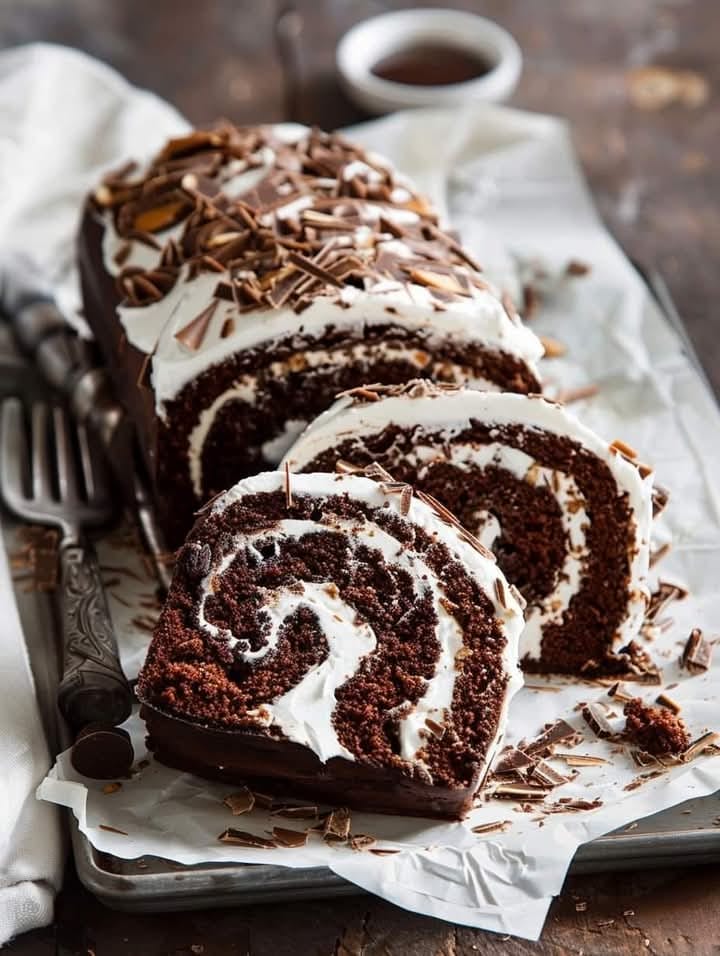 Decadent Chocolate Almond Cream Cake Roll