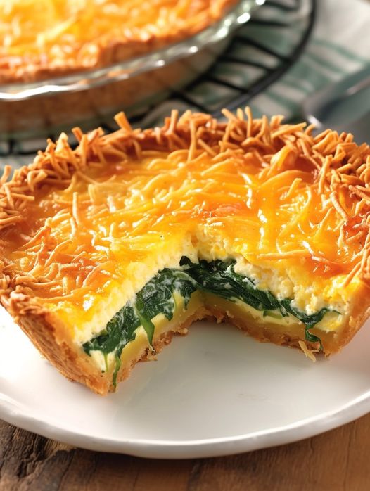 Hash Brown Crust Quiche with Spinach & Cheddar