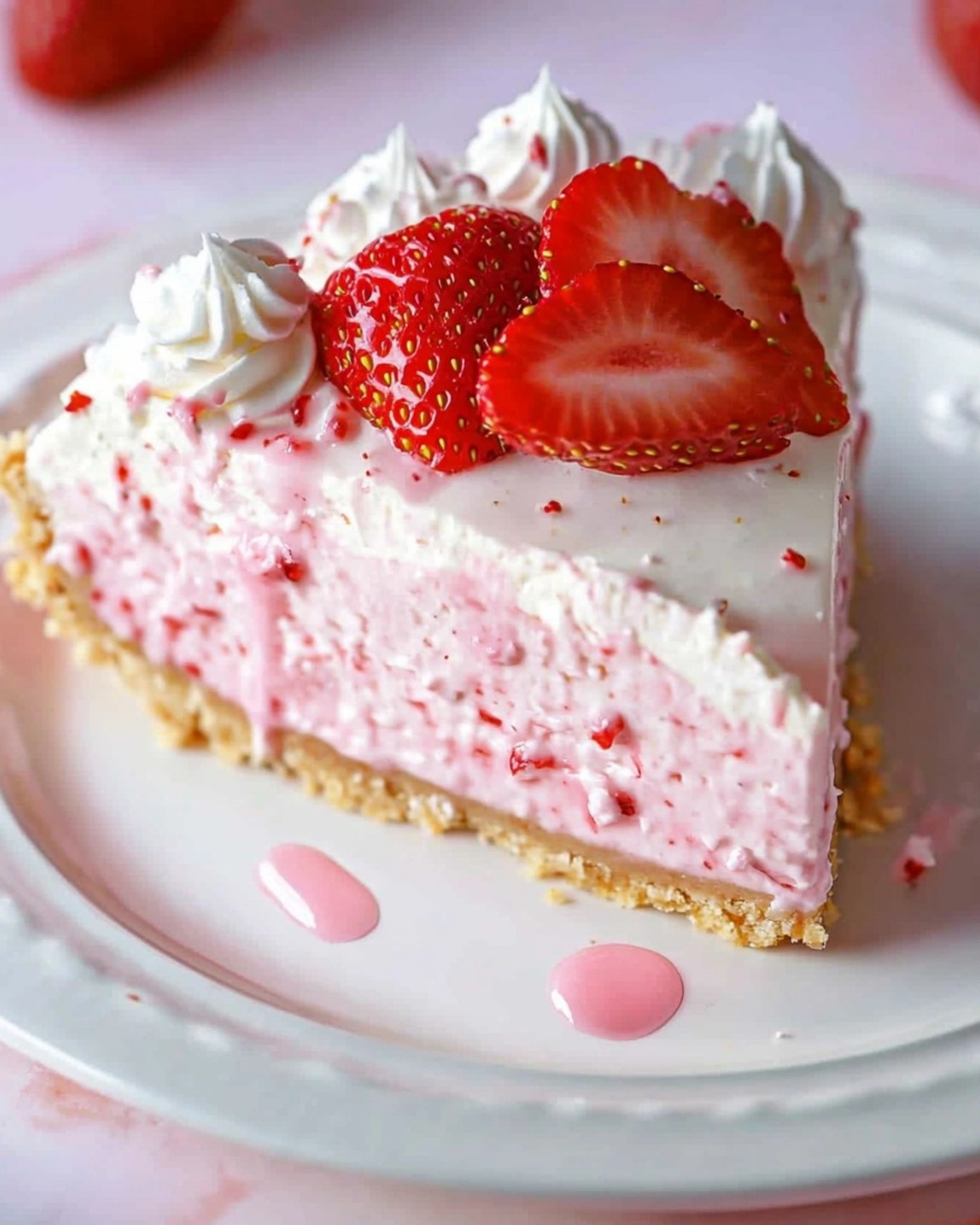  No-Bake Strawberry Cheesecake Cream Pie 