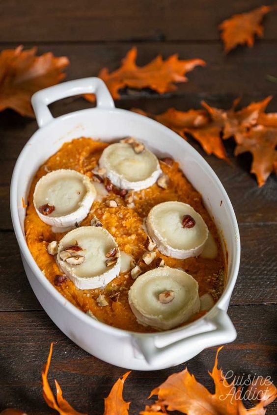 Sweet potato gratin with goat’s cheese and hazelnuts