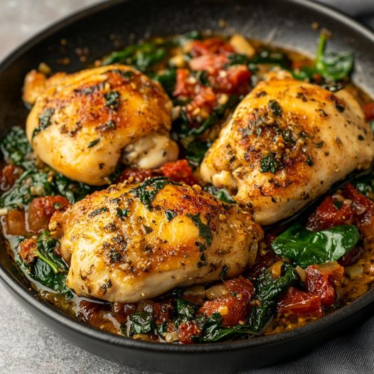 Tuscan Garlic Chicken with Spinach