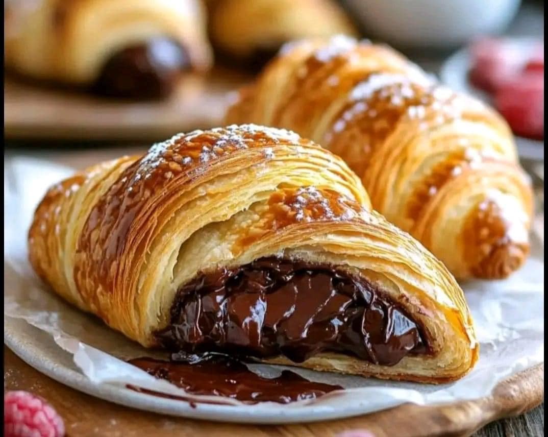 Croissant with feathers.