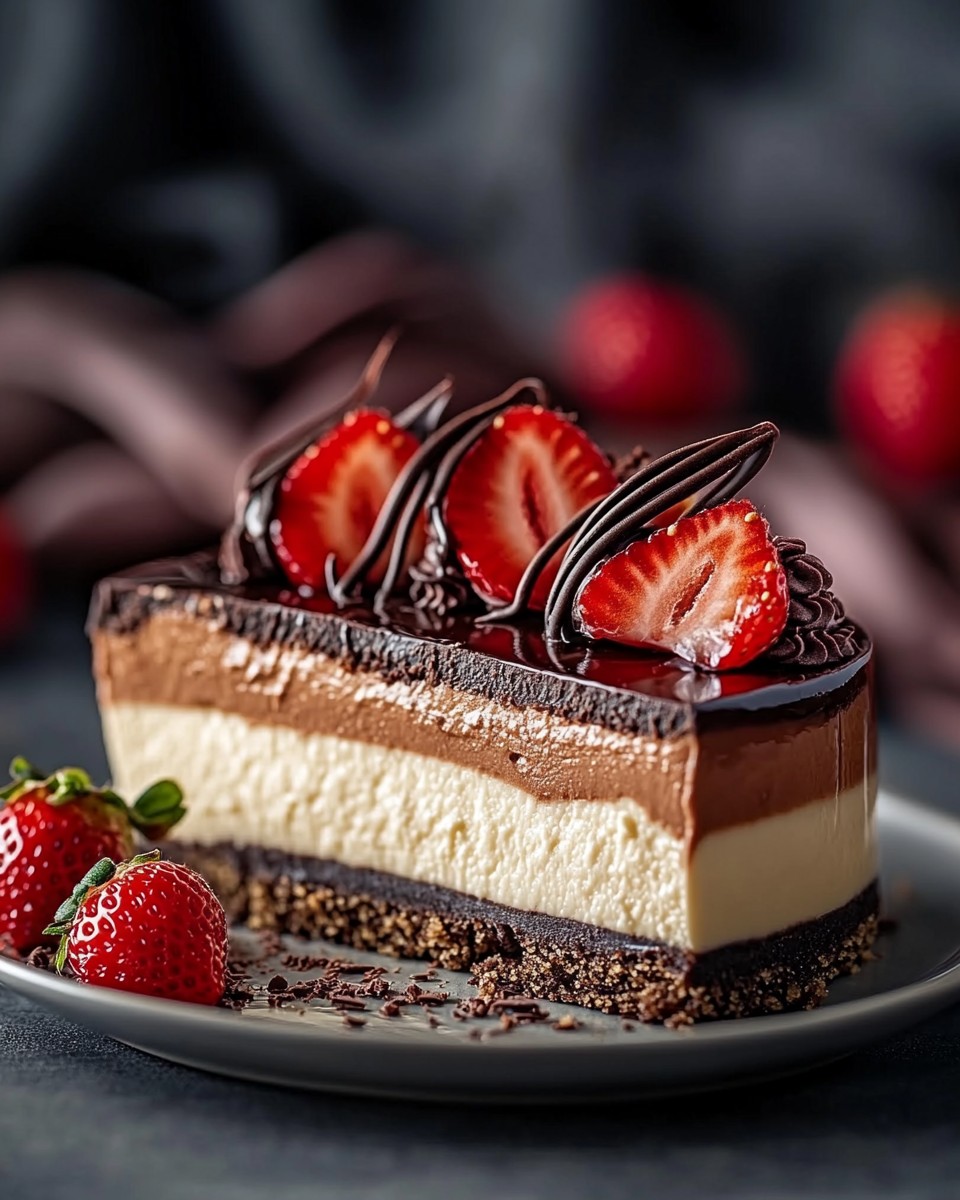 Decadent Chocolate Strawberry Cheesecake