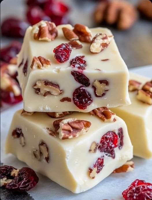 Cranberry Pecan White Chocolate Fudge