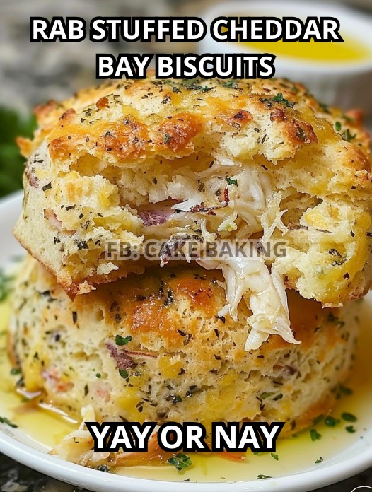 Crab Stuffed Cheddar Bay Biscuits with Lemon Butter