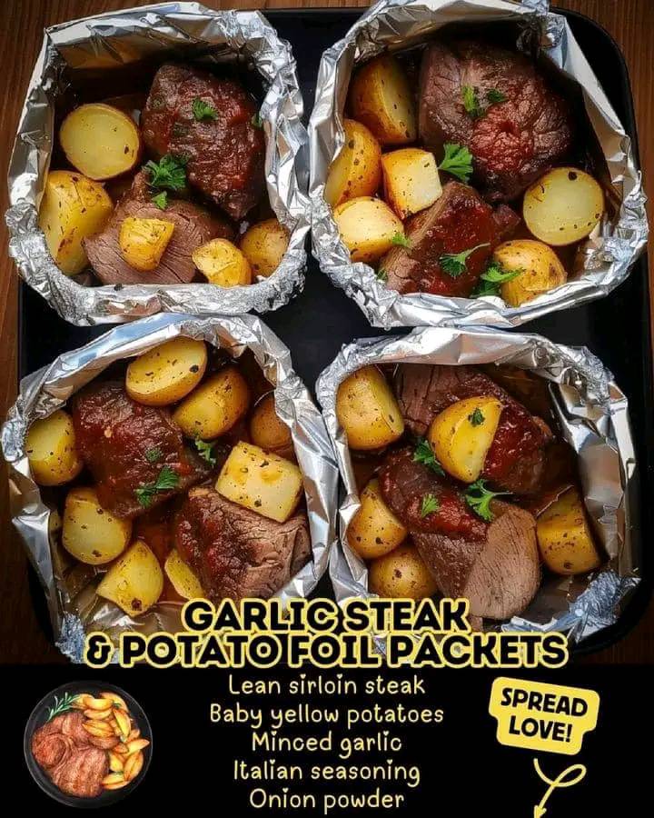 Garlic Steak & Potato Foil Packets!