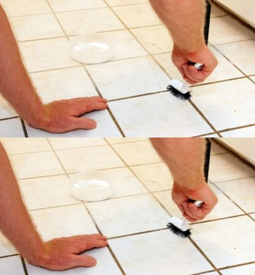 Quickly whiten grout using hydrogen peroxide