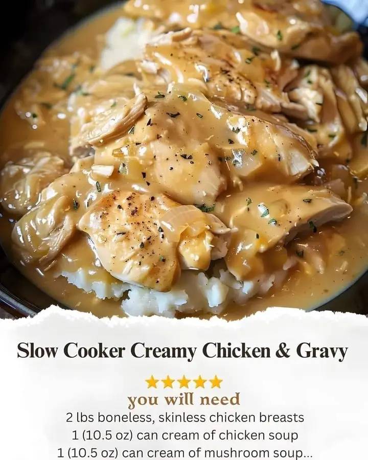 Slow Cooker Creamy Chicken & Gravy