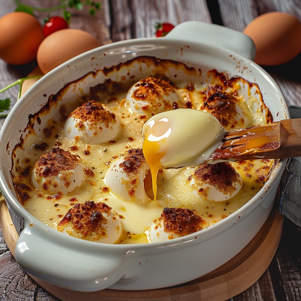 Hard-boiled egg gratin with béchamel sauce