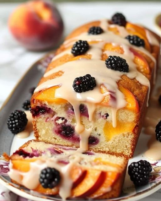 Refreshing Summer Peach and Blackberry Cake