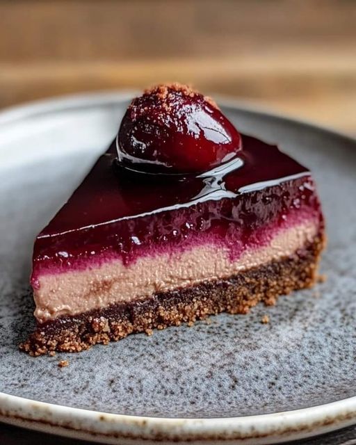 Doris Black Plum Cheesecake with Ginger Base