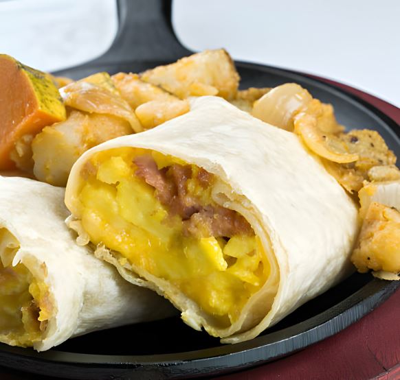 Breakfast Burrito with Potatoes and Chorizo