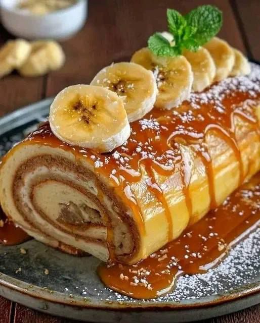 Banana Caramel Roll Cake