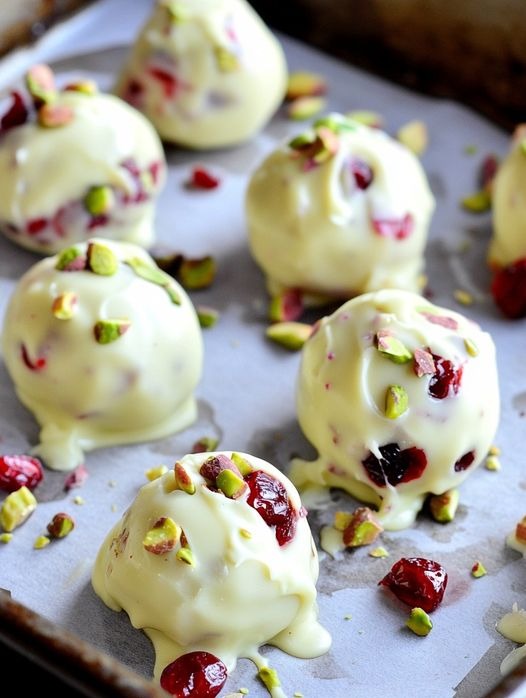 Decadent Truffles: Cranberry, Pistachio and White Chocolate Bliss