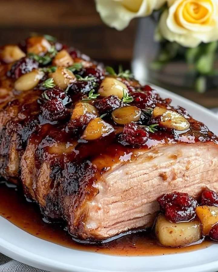  Cranberry Dijon Pork Loin Roast with Apple Cider Glaze 