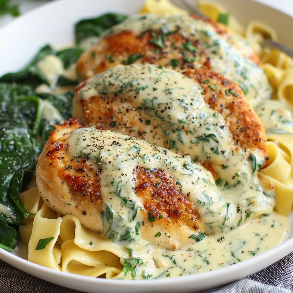 Creamy Chicken Breast in Spinach Parmesan Sauce