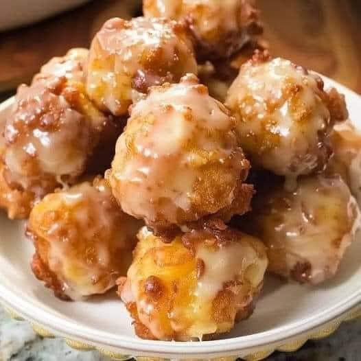 Cinnamon Apple Fritter Bites with Sweet Vanilla Glaze