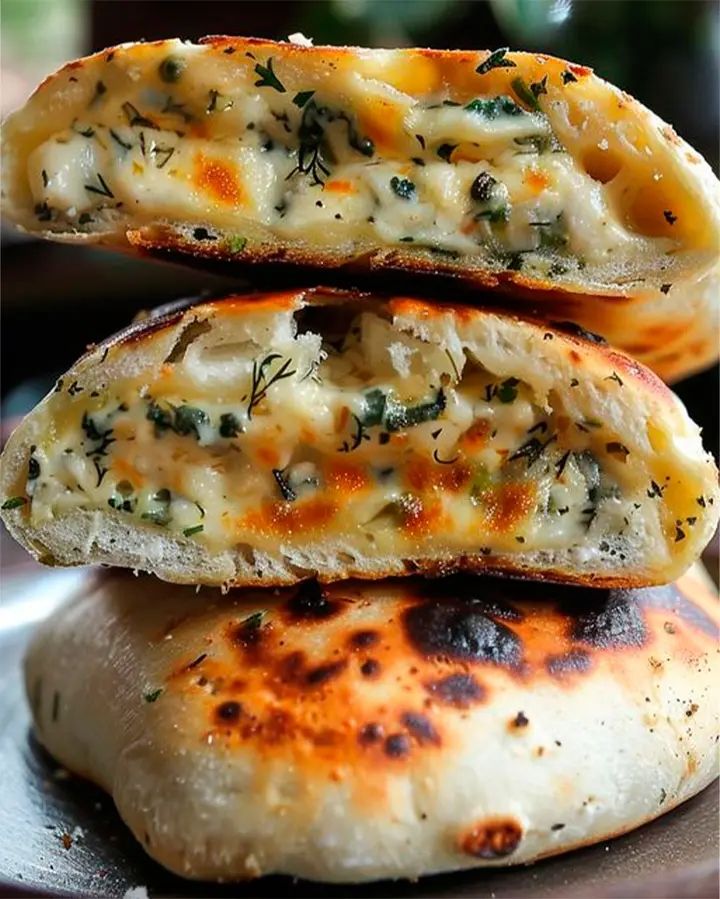 Cheesy Spinach Stuffed Bread fresh out of the oven! 