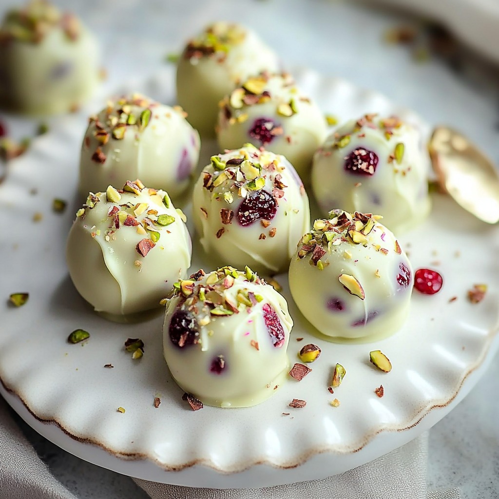 Cranberry Pistachio White Chocolate Truffles