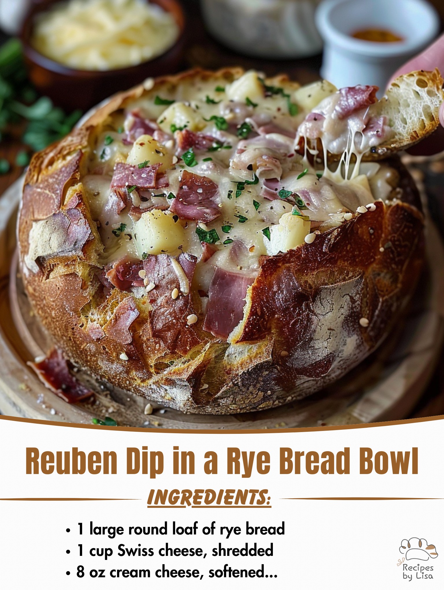  Reuben Dip in a Rye Bread Bowl – A Savory, Cheesy Delight! 