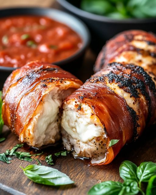 Prosciutto-Wrapped Mozzarella Chicken Meatballs