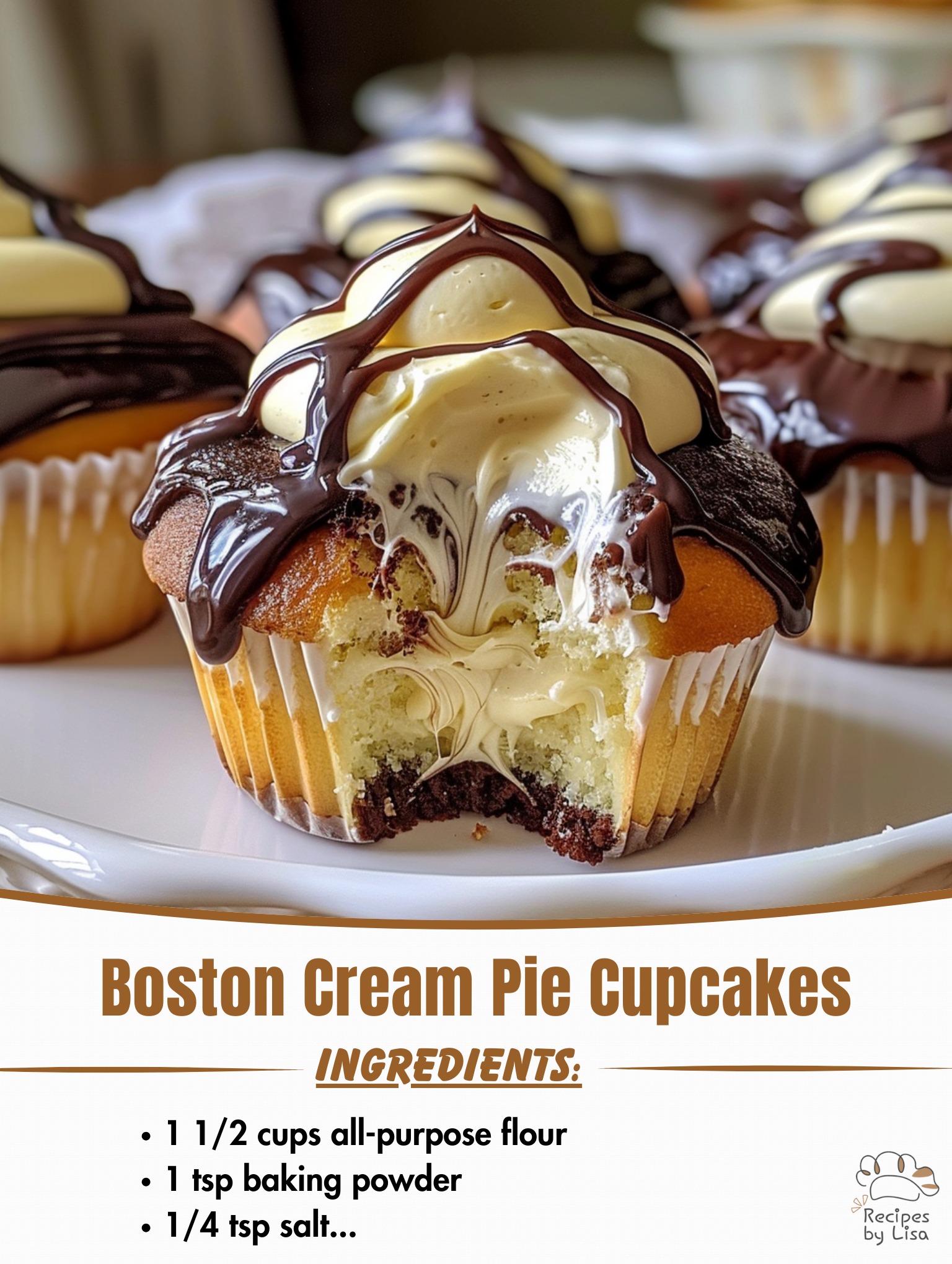  Boston Cream Pie Cupcakes – A Classic Dessert in Every Bite! 