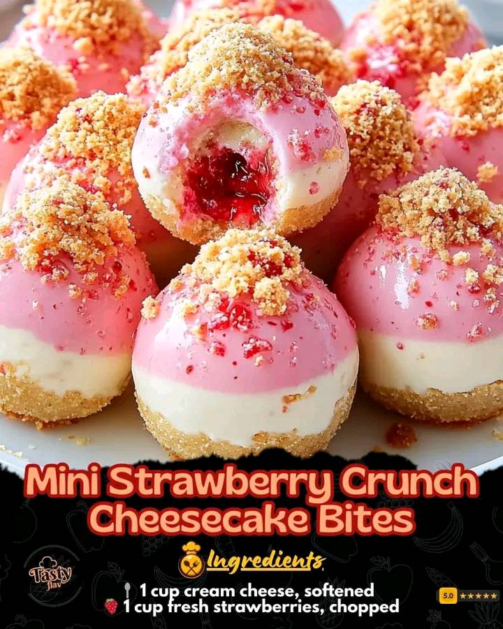  Mini Strawberry Crunch Cheesecake Bites 