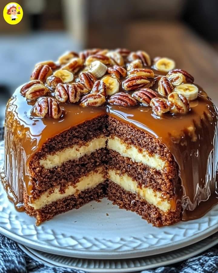 Banana Caramel Pecan Cake