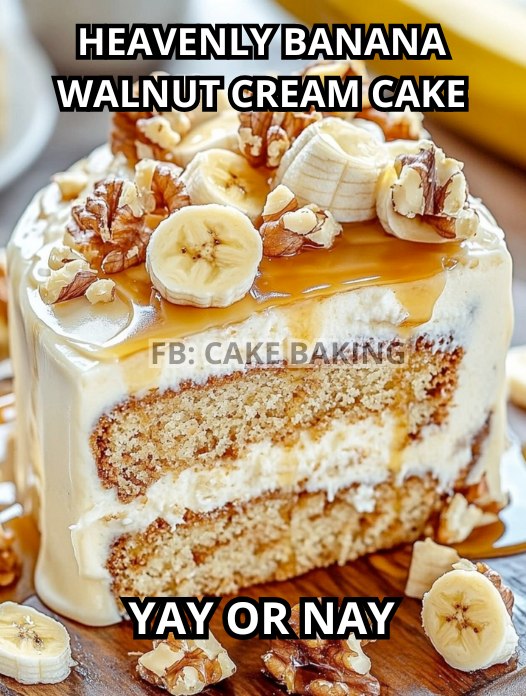 Heavenly Banana Walnut Cream Cake