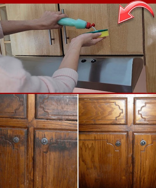 A fantastic tip to quickly clean dirty and greasy kitchen cabinets at home.