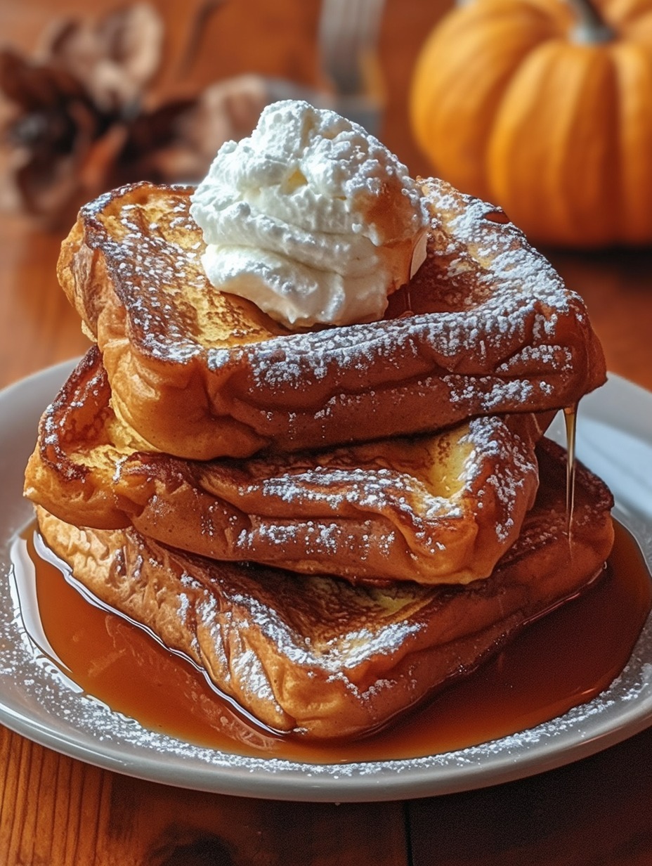 Pumpkin Pie French Toast with Homemade Pumpkin Syrup