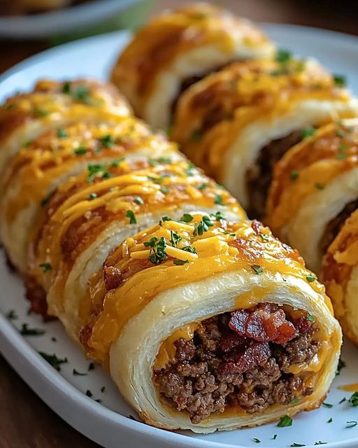 Cheesy Garlic Bacon Burger Rollups