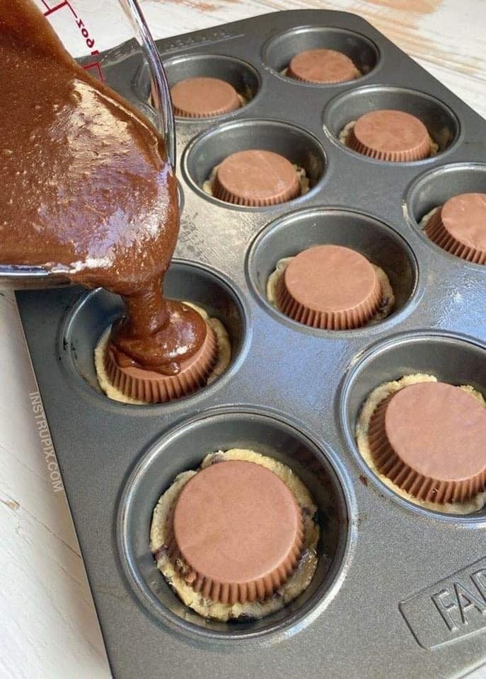 Peanut Butter Cup Stuffed Brookies