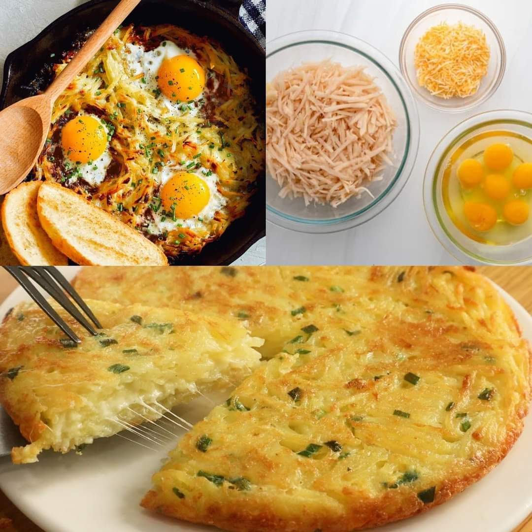 Potatoes, Eggs, Cheese! Only 3 Ingredients! Grated Potato Omelette! Simple Healthy Breakfast!