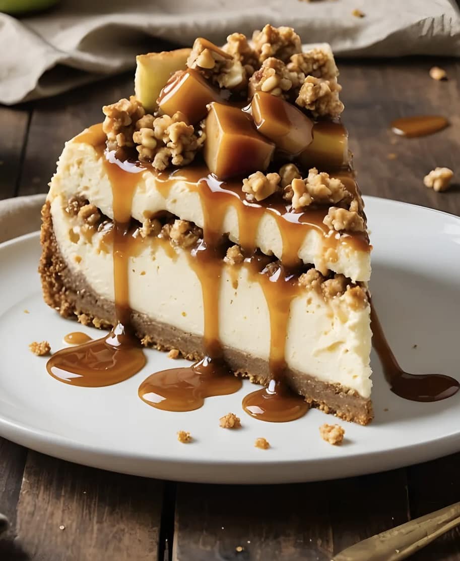 Caramel Apple Crumble Cheesecake