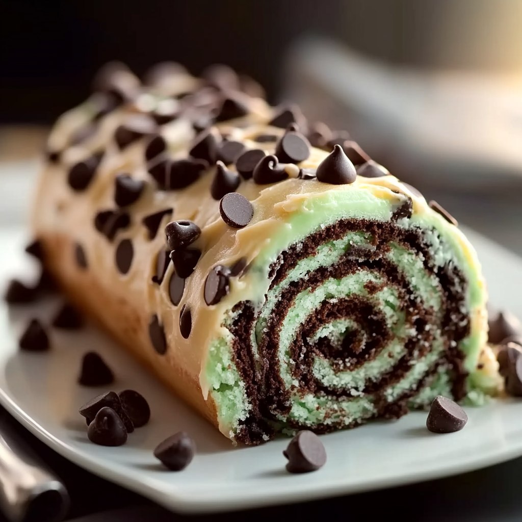  1. Mint Chocolate Chip Cake Roll 