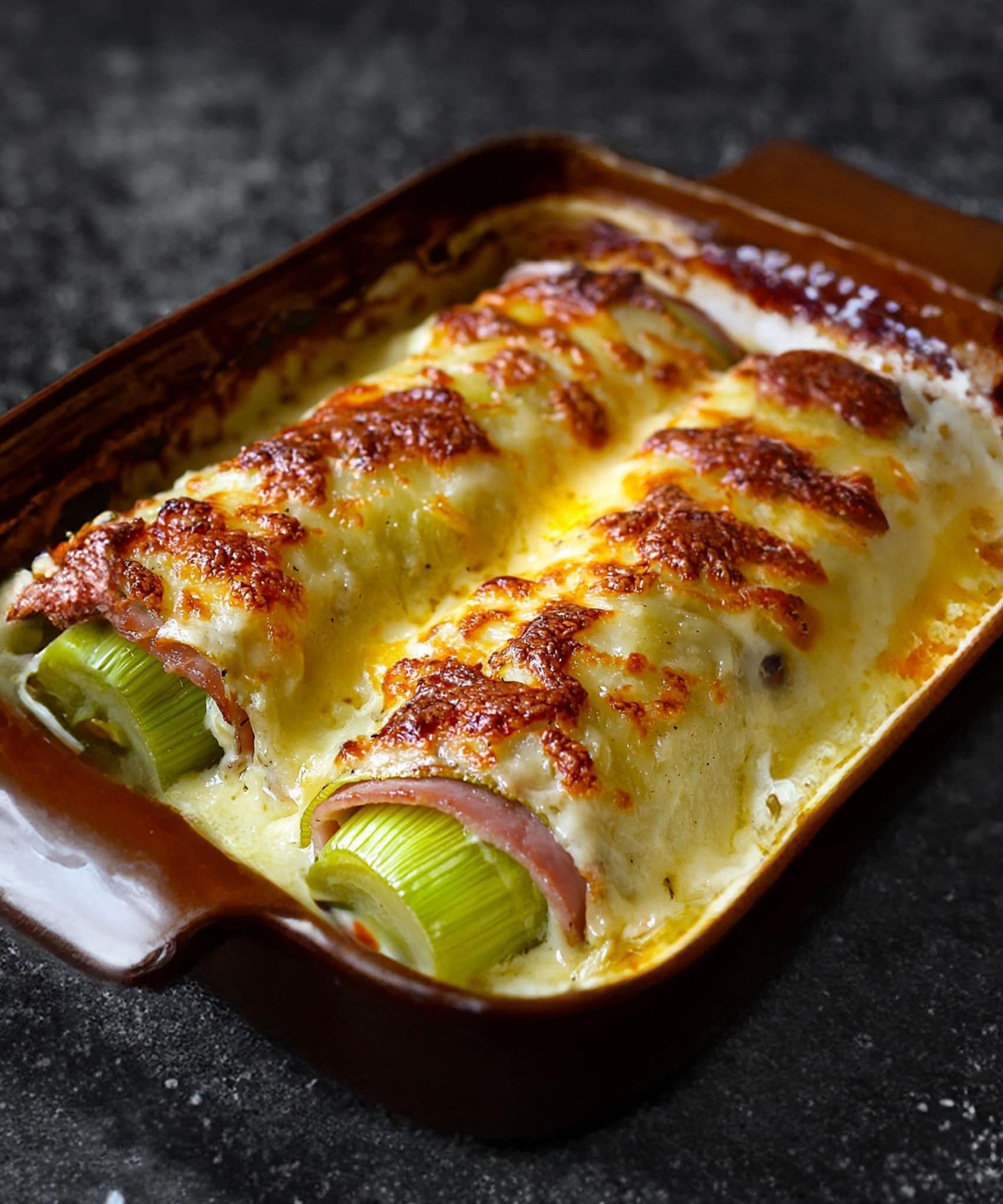 Leek Gratin with Ham